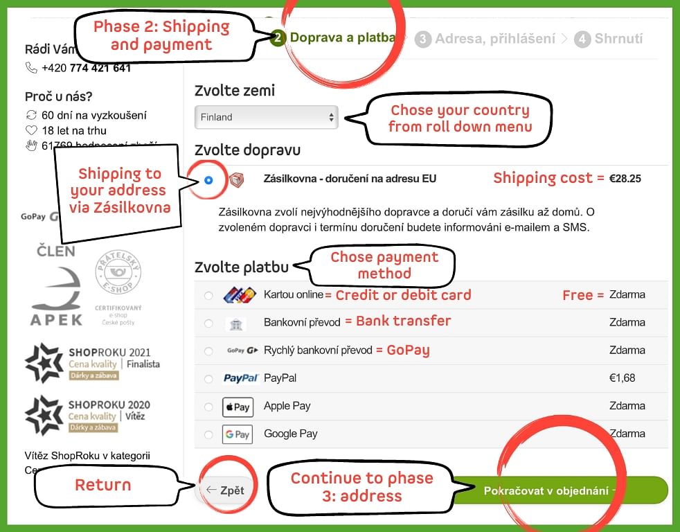 shipping and payment